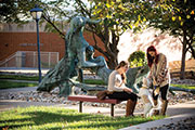 students with dog